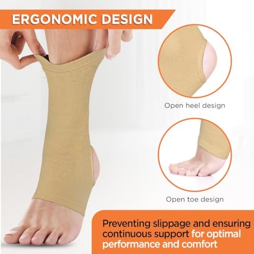Vissco Anklet, Ankle Support for Injured Ankles, Arthritic Pain, Swelling, Stiff Joints, Pain Reliever for Strained or Sprained Ankles - XL (Beige) - Image 2