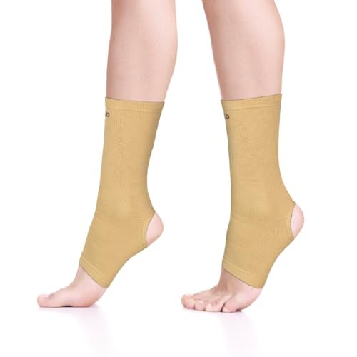 Vissco Anklet, Ankle Support for Injured Ankles, Arthritic Pain, Swelling, Stiff Joints, Pain Reliever for Strained or Sprained Ankles - XL (Beige) - Image 1