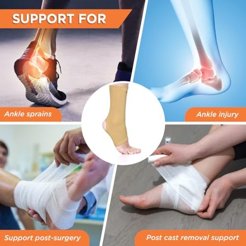 Vissco Anklet, Ankle Support for Injured Ankles, Arthritic Pain, Swelling, Stiff Joints, Pain Reliever for Strained or Sprained Ankles - XL (Beige) - Image 5