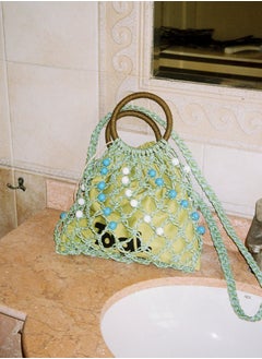 TG Tagi Weaving Handmade Beaded Drawstring Drawstring Drawstring Canvas Bag Tote Shoulder Woven Bag  - Image 2