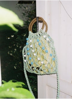 TG Tagi Weaving Handmade Beaded Drawstring Drawstring Drawstring Canvas Bag Tote Shoulder Woven Bag  - Image 3