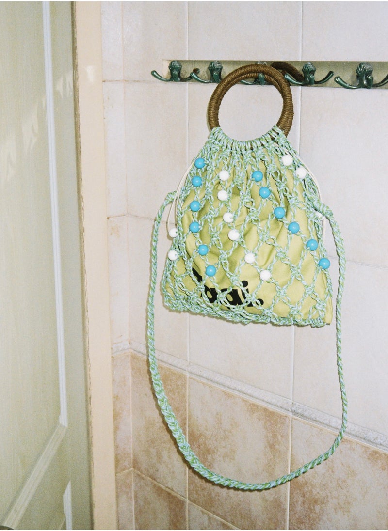 TG - Tagi Weaving Handmade Beaded Drawstring Drawstring Drawstring Canvas Bag Tote Shoulder Woven Bag - Image 1