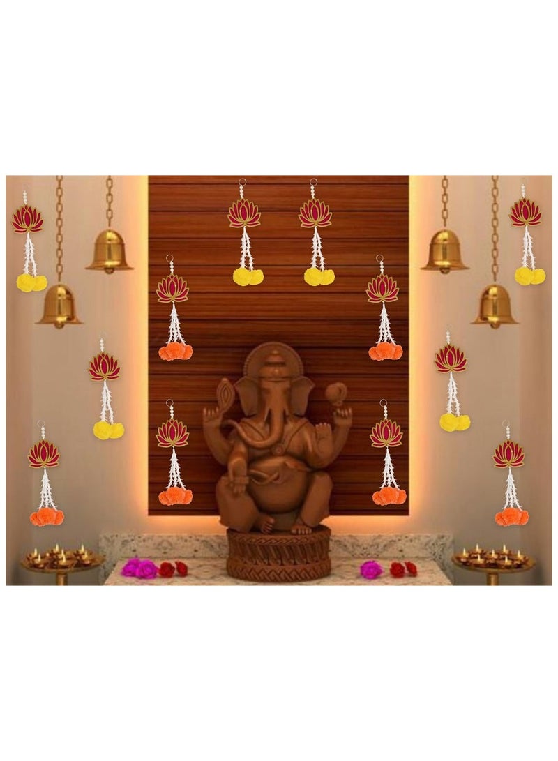 Generic JH Gallery Handmade Lotus Artificial Flower Wall and Door Hanging - Home Decor | Pooja Decor | Diwali Decor | Wedding and All Festival Decor | Decorative Pooja Room Temple Decoration (Pack of 12)  - Image 1