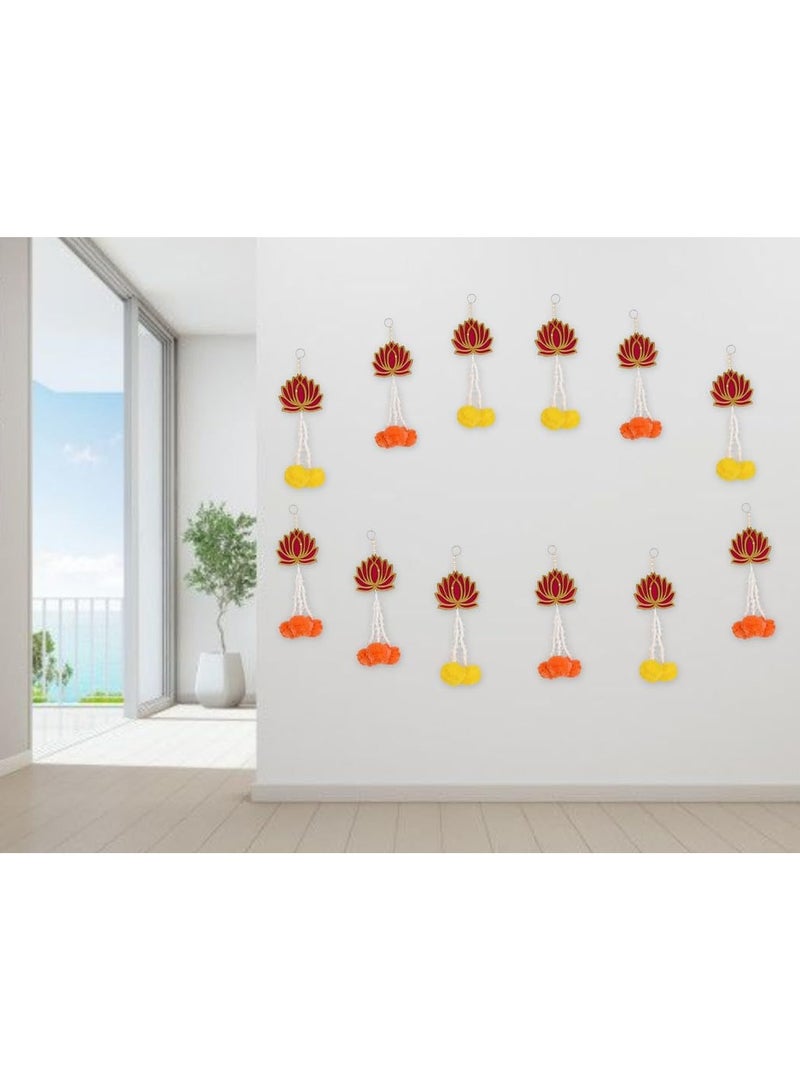 Generic JH Gallery Handmade Lotus Artificial Flower Wall and Door Hanging - Home Decor | Pooja Decor | Diwali Decor | Wedding and All Festival Decor | Decorative Pooja Room Temple Decoration (Pack of 12)  - Image 2