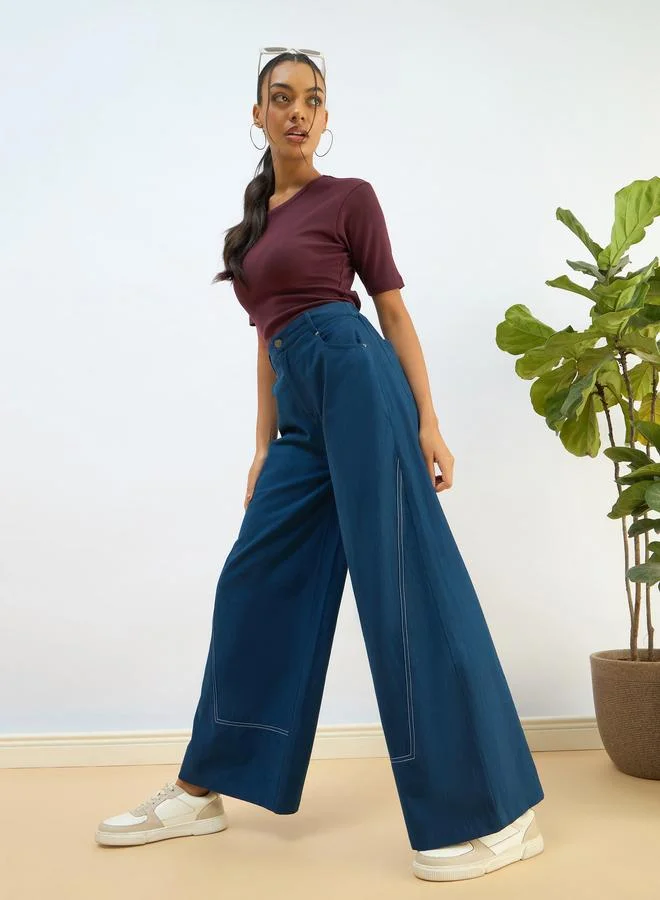 ساسافراس بلوزة قصيرة بأكمام قصيرة مضلعة بلون مارون من ساسافراس