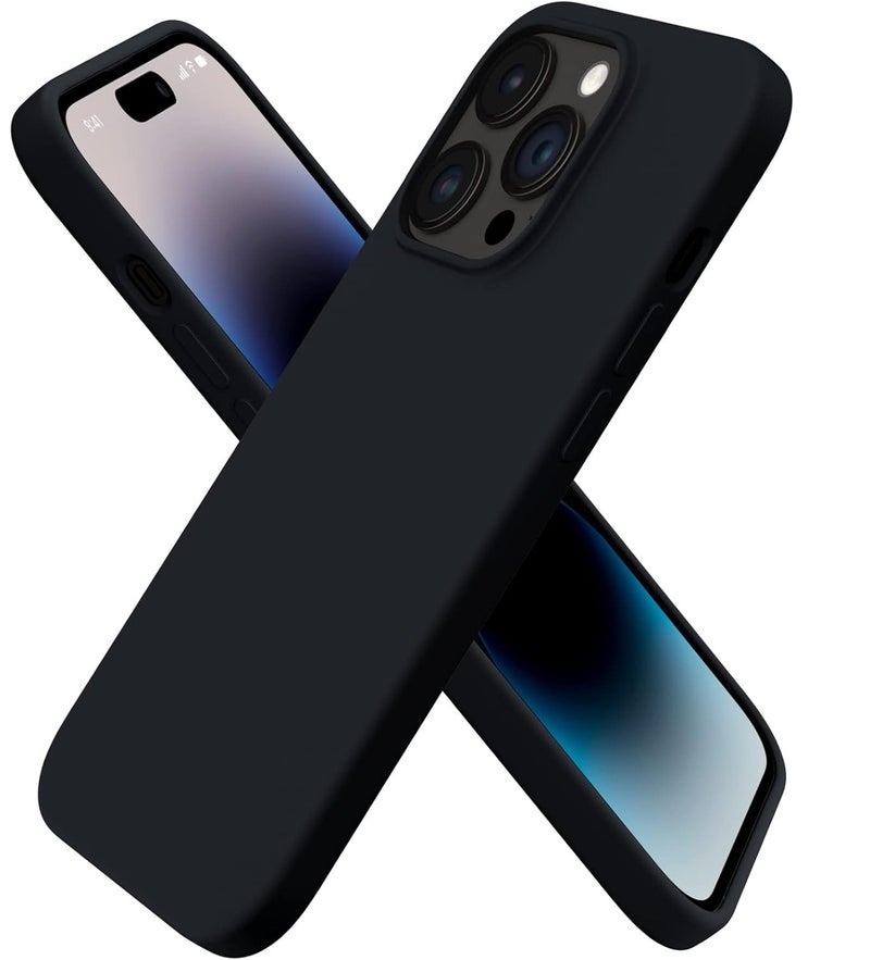 YoYoTech iPhone 14 Pro 6.1' 2022 Case,Liquid Silicone Cover Slim Fit Soft Back Silicone Cover Matte Military Grade Drop Tested,Soft,Shockproof Protective Fiber Lining,Full Protection Cover-Black - Image 1
