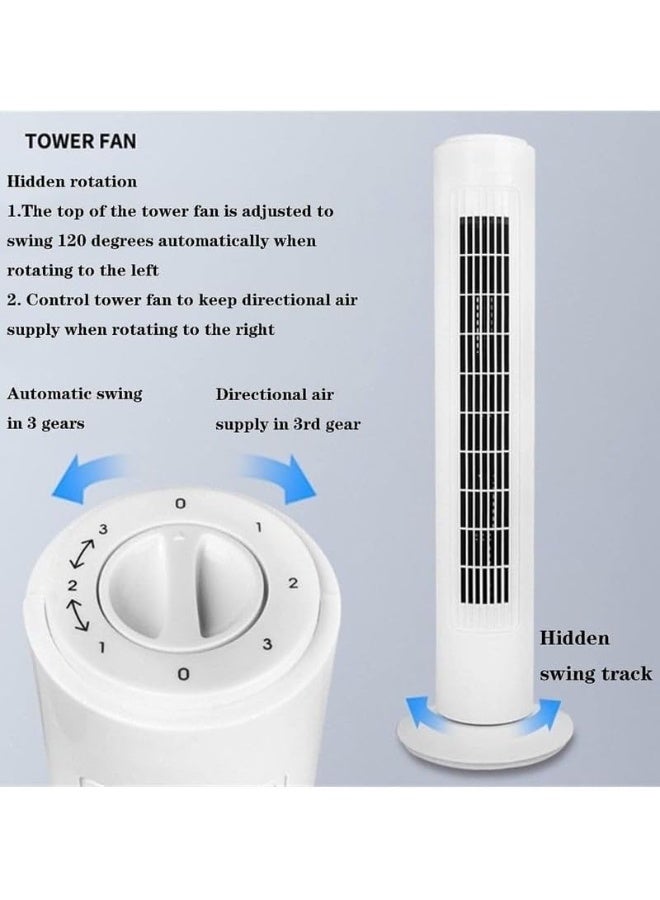 دينكس مروحة برجية من دينكس DX2537، مروحة تبريد عمودية بدون شفرات بطول 73 سم، موفرة للطاقة بقدرة 45 واط، 3 إعدادات للسرعة، دوران بزاوية 80 درجة، مروحة أرضية محمولة وهادئة للمنزل والمكتب. - Image 2