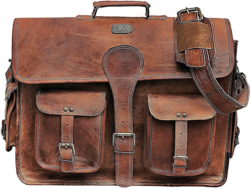 Cuero DHK 16 Inch Vintage Handmade Leather Messenger Bag Laptop Briefcase Computer Satchel Bag for Men & Women (16 Inch Medium) - Image 5