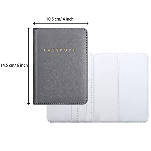 Weewooday 2 Set Mr and Mrs Passport Covers Holder and Luggage Tags Cute Leather Wallets Holder Travel Luggage Tags for Women Men Gift(White, Gray) - Image 2