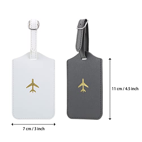 Weewooday 2 Set Mr and Mrs Passport Covers Holder and Luggage Tags Cute Leather Wallets Holder Travel Luggage Tags for Women Men Gift(White, Gray) - Image 4