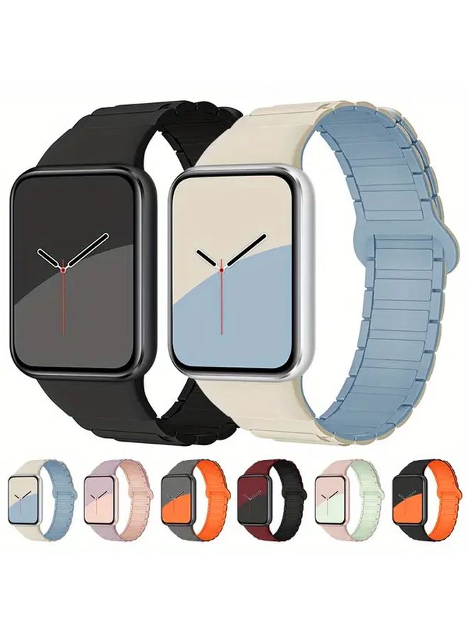 Pink Golden Magnetic Silicone Sport Band Adjustable Strap For Smartwatch - Image 1