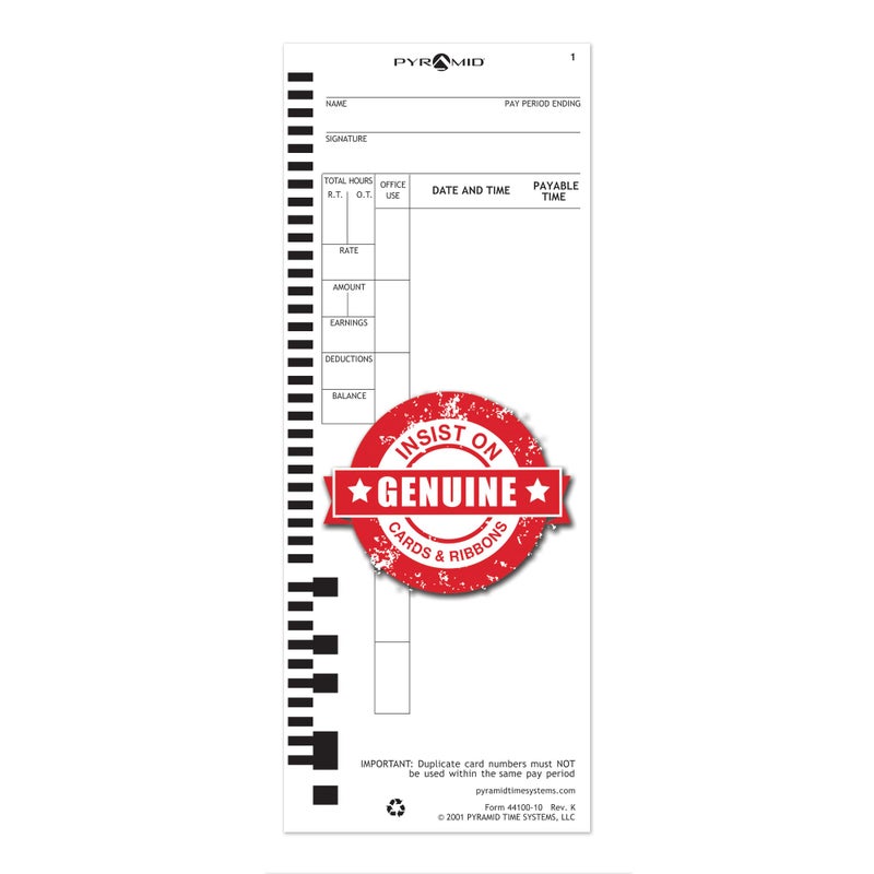 Pyramid Time Systems Pyramid™ 30% Recycled Time Cards For Pyramid Models 4000 & 5000, 9" x 3 1/2", Pack Of 100 - Image 3