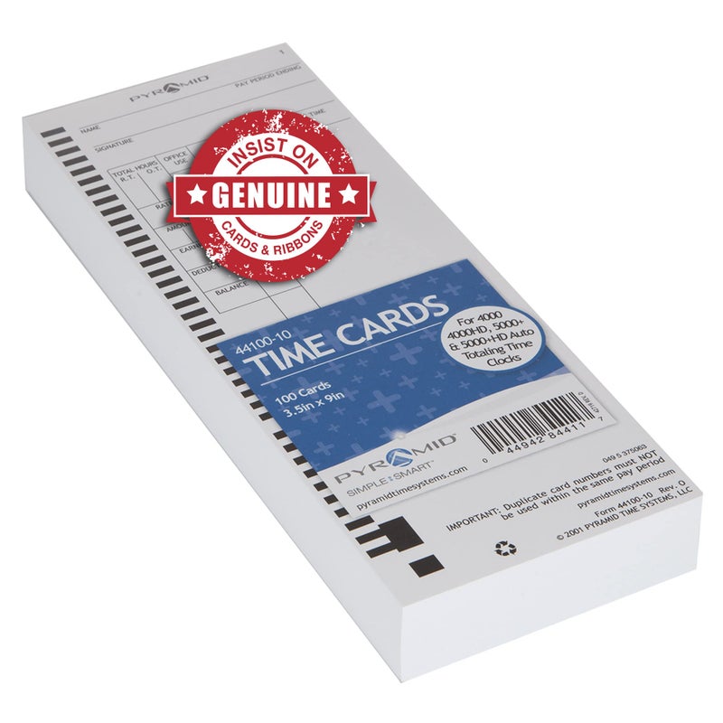 Pyramid Time Systems Pyramid™ 30% Recycled Time Cards For Pyramid Models 4000 & 5000, 9" x 3 1/2", Pack Of 100 - Image 2