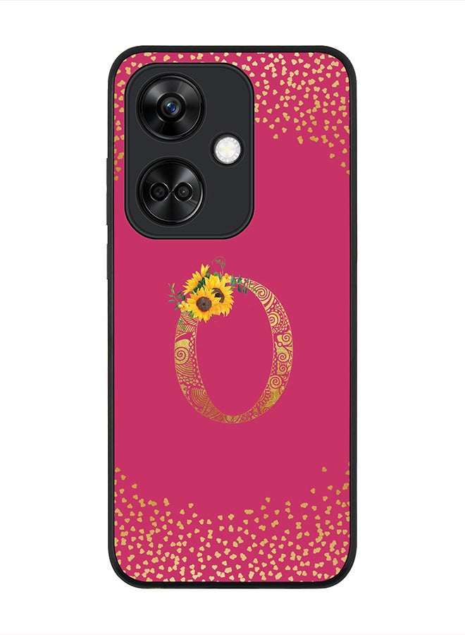Stylizedd Rugged Black Edge case for OnePlus Nord CE3 / Oppo K11, Slim fit Flexible   Custom Monogram Initial Letter Mandala Floral Pattern Alphabet- O (Dark Pink Rose) - Image 1