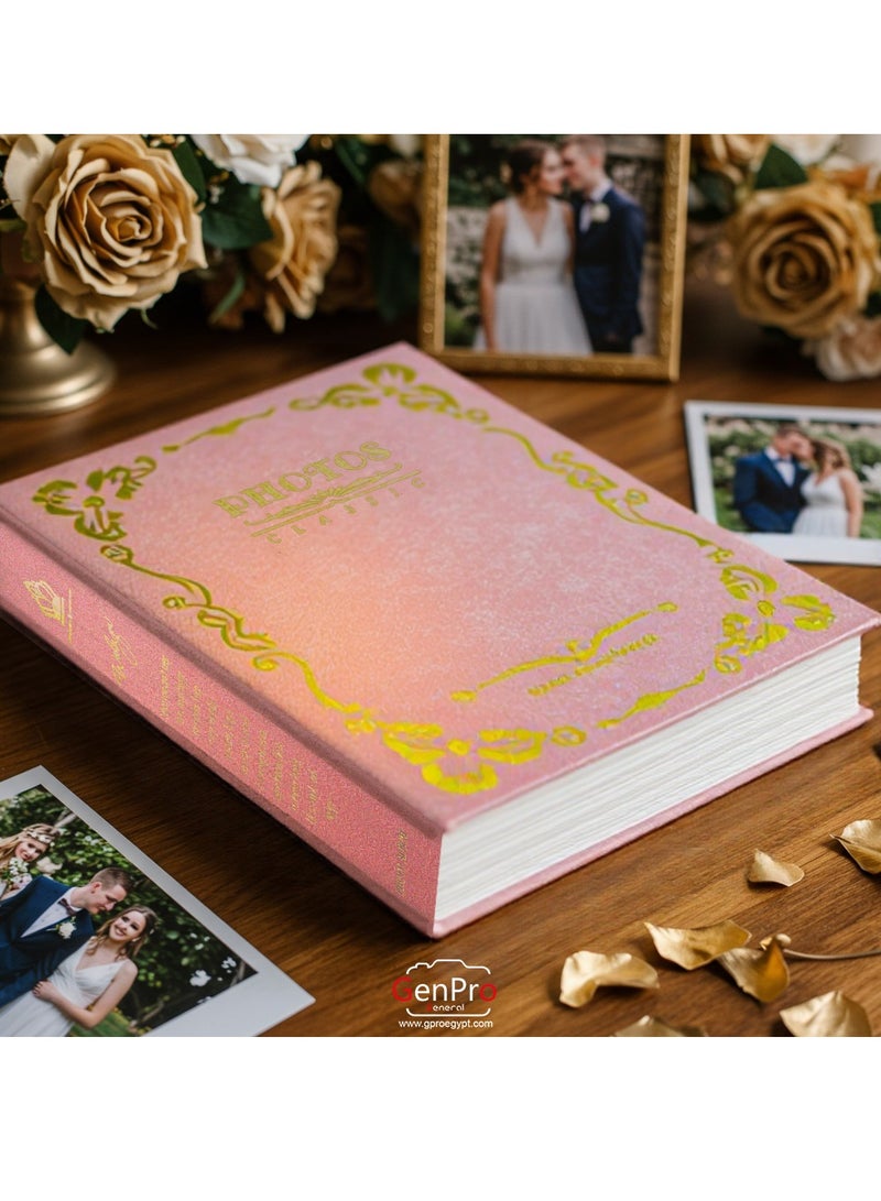 GenPro GenPro Premium Photo Album - Holds 100 Photos 10x15 cm with Elegant Gold Embossing (Rose)  - Image 4