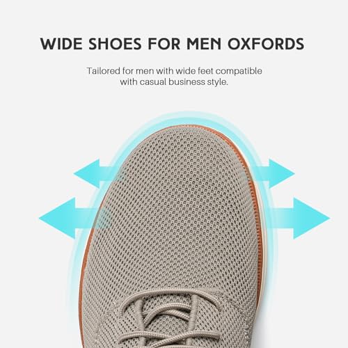 VILOCY Men's Wide Casual Dress Oxfords Business Shoes Fashion Sneakers Mesh Breathable Comfortable Walking Shoes Khaki,EU41 - Image 4