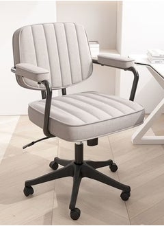 watheer Innovative Comfortable Computer Office Chair with High Back Adjustable Swivel Fabric Office Chair with Armrests Light Grey  - Image 1