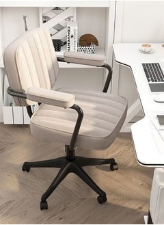 watheer Innovative Comfortable Computer Office Chair with High Back Adjustable Swivel Fabric Office Chair with Armrests Light Grey  - Image 3
