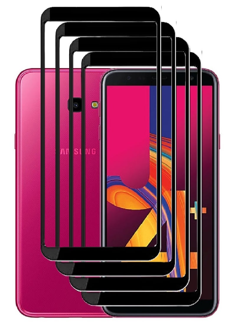 AINA 4 Pieces Tempered Glass Screen Protector 5D Designed For Samsung Galaxy J4+ Full Glue Edge to Edge Full Screen Coverage And Bubble Free - Image 1