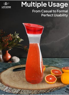Life Smile LIFE SMILE Shatterproof Acrylic Water Bottle with Leakproof Lid - BPA-Free, Eco-Friendly Juice Pitcher - Ideal for Water, Iced Tea, Cold Brew, and Beverages (Red, 0.6 L)  - Image 4