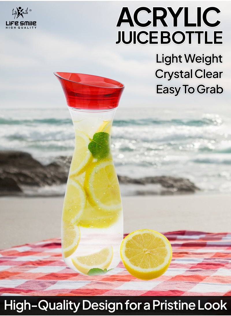 Life Smile - LIFE SMILE Shatterproof Acrylic Water Bottle with Leakproof Lid - BPA-Free, Eco-Friendly Juice Pitcher - Ideal for Water, Iced Tea, Cold Brew, and Beverages (Red, 0.6 L) - Image 1