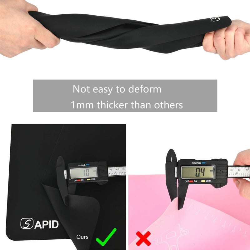 Sapid Extra Large Silicone Sheet for Crafts, Thick Silicone Jewelry Casting Mats, Nonstick Nonslip Silicon Mat for Epoxy Resin, Art Painting, Heat- Resistance Counter Mat (20"Ã—27.9", Black) - Image 4