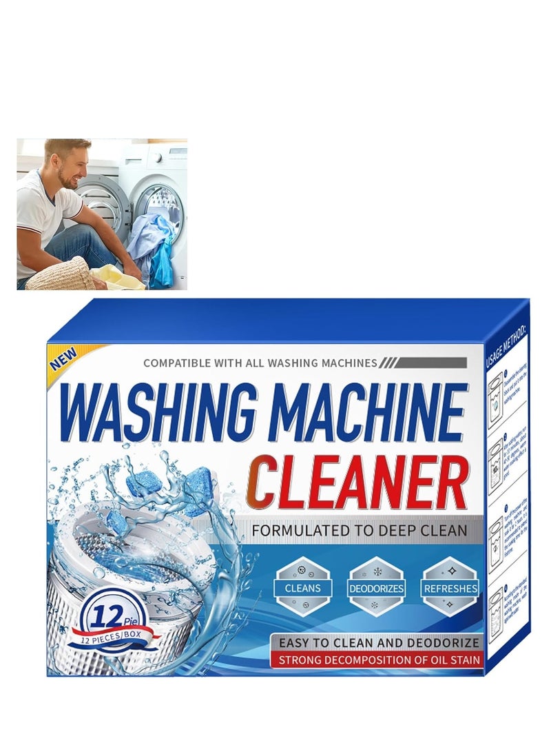 New Washing Machine Cleaner Tablets, Deep Clean Front Loader & Top Load Washer, 12 Pcs Professional Grade Washer Machine Cleaner Deodorizer for Removing Build-up 12 pieces  - Image 1