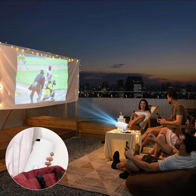 Mayumi Portable Mini Projector, 4K 1080P Full HD, WiFi 5G BT 5.0, 180° Rotation, Android 11, Compatible with TV Stick/Windows/iOS/Android, White - Image 3