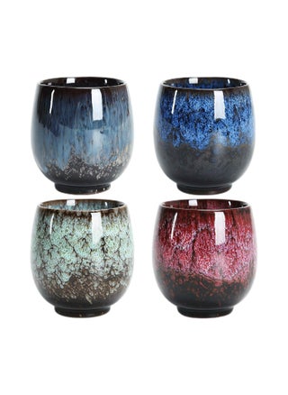 Japanese Tea Cup, Ceramic Tea Cup Set, Set of 4 Handmade Mugs, Multi-Colour, Enamel Flambée, for Home, Office, Gifts - pzsku/Z97FCCBF412C74EB522D8Z/45/_/1730806433/b602b628-d041-4692-9696-8ae2727d5116