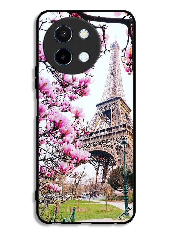 Covernex Vivo Y38 5G Protective Case Cover Flowers & Eiffel Tower - Image 1