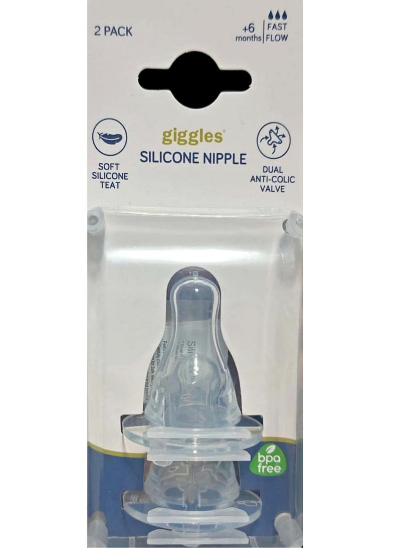 giggles Fast Flow Nipple Set Of 2 6M + - Image 1