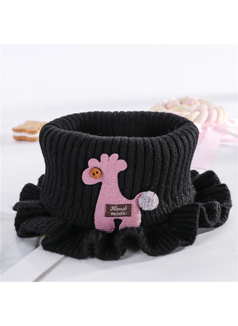 Generic Kids Cartoon Knit Scarf Autumn Winter Warm Leather pink  - Image 2