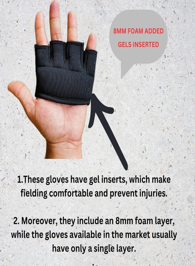 AASHRAY Mikado Cricket Fielding and Catching Gloves for Adults - Half Finger, Lightweight Training Gloves with Strategic Padding and Secure Grip - Image 4