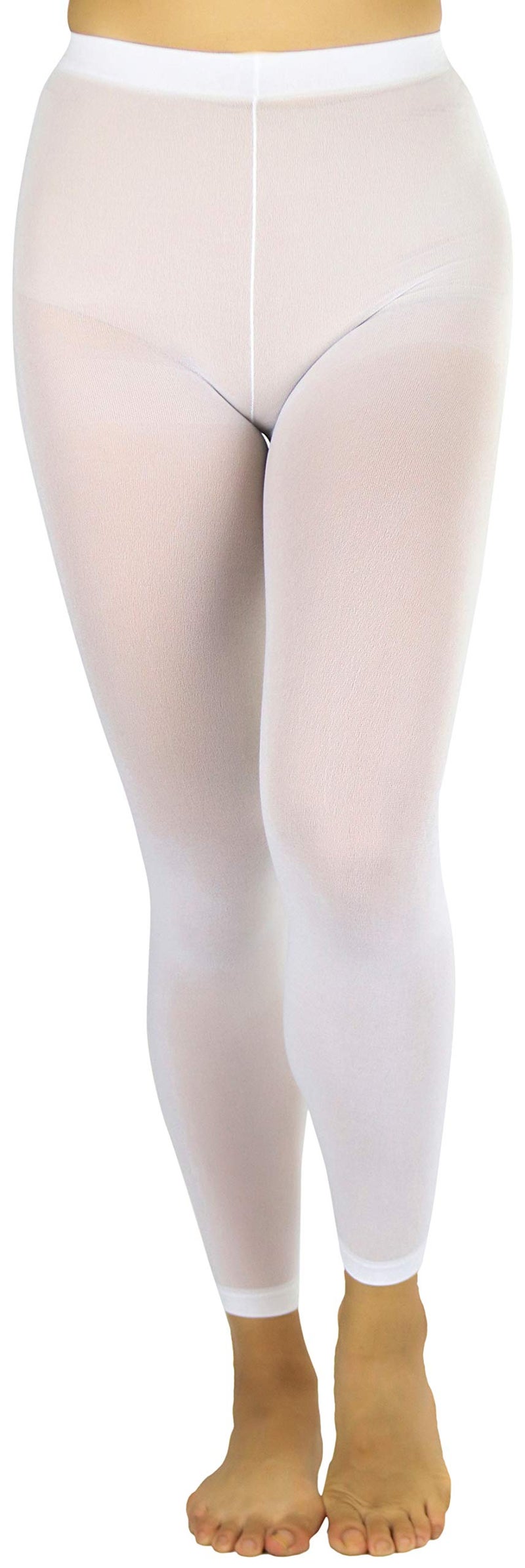 ToBeInStyle Women's Opaque Ankle Long Elastic Tights - White - One Size - Image 1