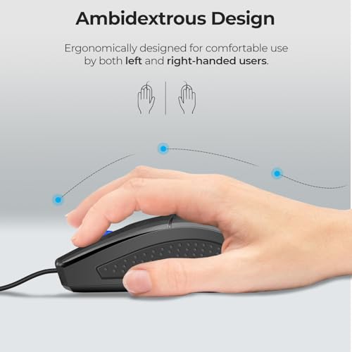 Foxin Wired Mouse Grip | 1200 DPI Optical Sensor | Plug & Play USB | Ergonomic & Lightweight (62g) | 1.2M Cable | 3 Buttons | Silent & Durable | Wired Mouse for Laptop, Desktop, PC & Gaming Use - Image 4