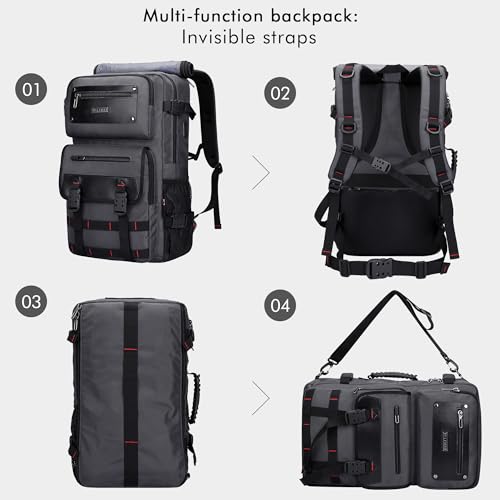 WITZMAN Carry On Travel Backpack for Men Duffle Bags Fit 17 Inch Laptop Airline Approved Laptop Backpack(B685 Silvery Grey) - Image 4