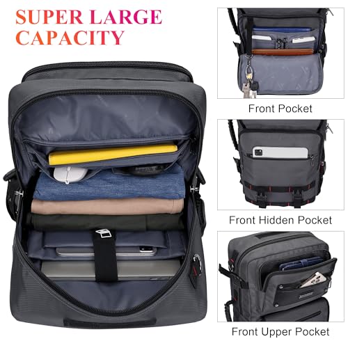 WITZMAN Carry On Travel Backpack for Men Duffle Bags Fit 17 Inch Laptop Airline Approved Laptop Backpack(B685 Silvery Grey) - Image 3