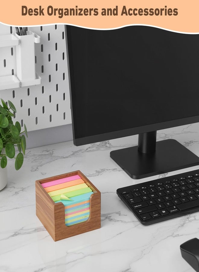 Kathfly 2 Pcs Wood Sticky Note Holder and Paper Clip Storage Holder, Self Stick Note Pad Dispenser for Office Desk Accessories, 3x3 Sticky Notes Organizer, Wooden Memo Pad Organizer for School Home - Image 3