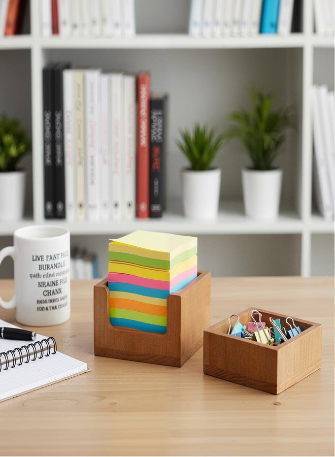 Kathfly 2 Pcs Wood Sticky Note Holder and Paper Clip Storage Holder, Self Stick Note Pad Dispenser for Office Desk Accessories, 3x3 Sticky Notes Organizer, Wooden Memo Pad Organizer for School Home - Image 5