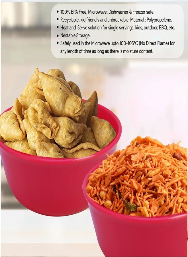 MORVI Sigma Prime 500 Microwawe Safe Multipurpose Plastic Bowl Set of 4 Pc Bowl 450 ml,Red Cyan Color - Image 4