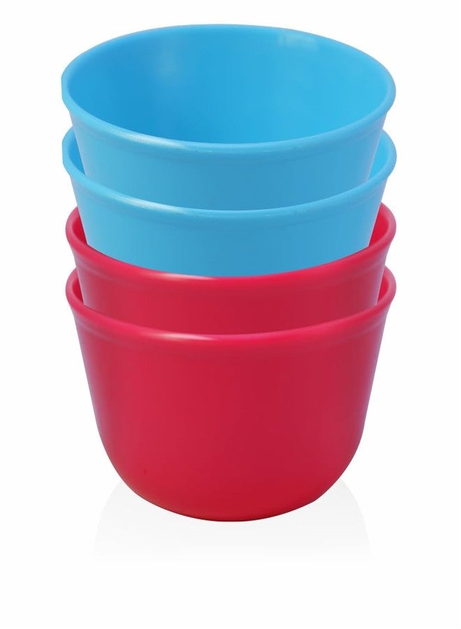 MORVI Sigma Prime 500 Microwawe Safe Multipurpose Plastic Bowl Set of 4 Pc Bowl 450 ml,Red Cyan Color - Image 1