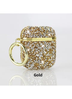 Flash Diamond 7 Color For AppleWireless Bluetooth Headset Airpods 1/2 Generation Protective Cover Pro 3 Generation Applicable Women-Color:Gold-Model:Airpods 4th Generation [2024]