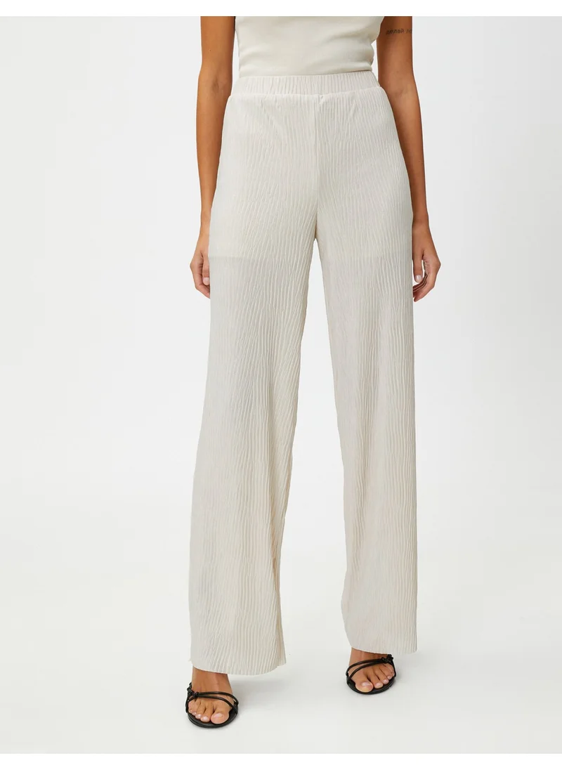 KOTON Koton Elastic Waist Trousers Straight Leg