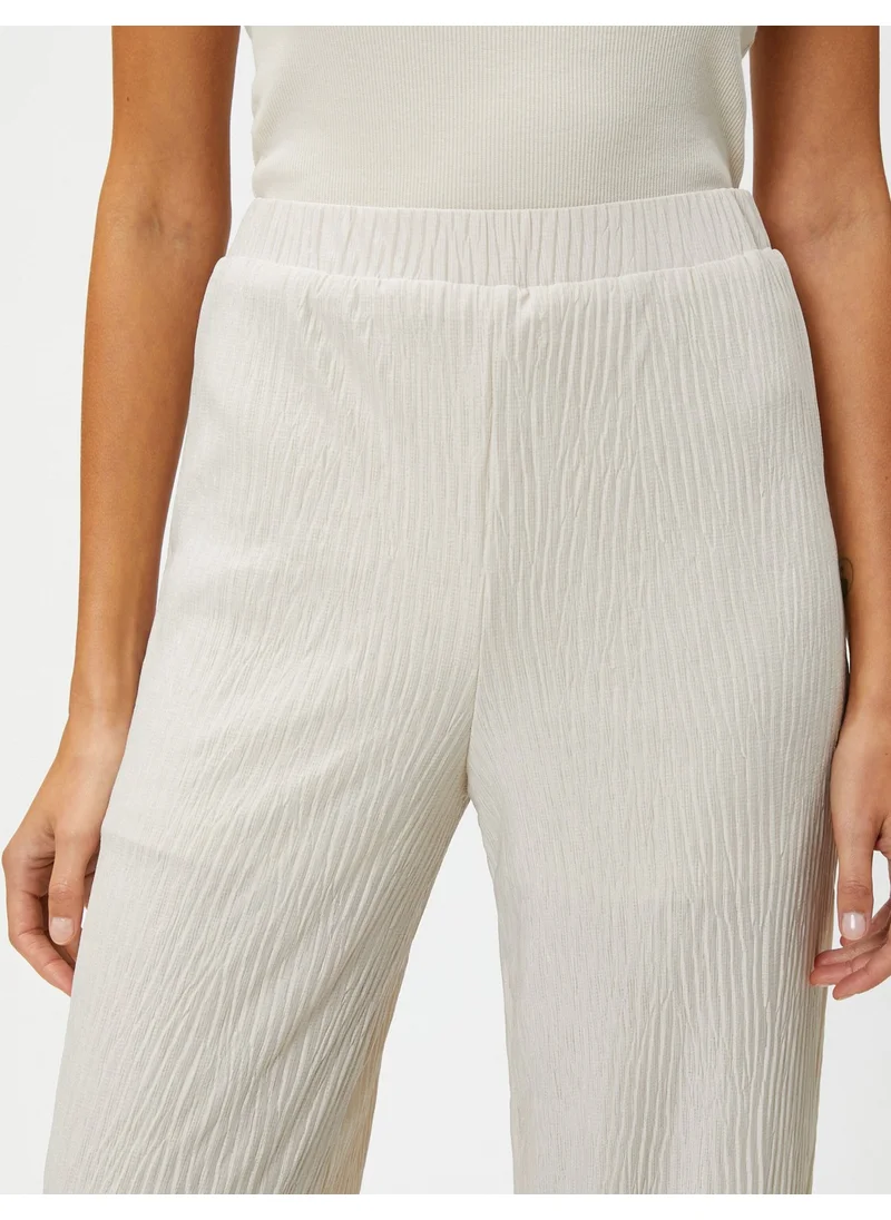 KOTON Koton Elastic Waist Trousers Straight Leg