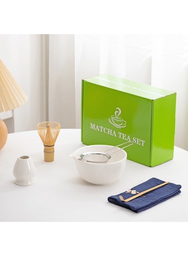 Japanese Matcha 6-piece Set,for Traditional Tea Ceremony-Coarse Ceramic Perfect Handmade Matcha Kit to Prepare Traditional Matcha Tea, 100% Natural Matcha Gift Kit (White) - Image 2