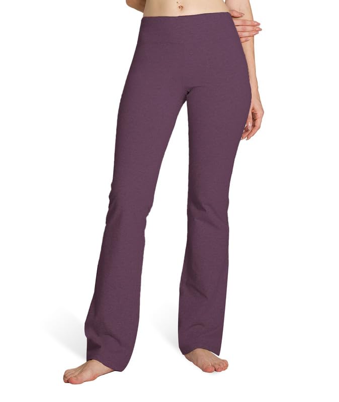 Houmous S-XXXL 29''31''33''35'' Inseam Women's Cotton Bootcut Pants Inner Pocket(Tall-35 Inseam-Purple, Small) - Image 1