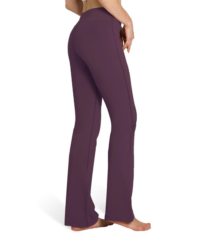 Houmous S-XXXL 29''31''33''35'' Inseam Women's Cotton Bootcut Pants Inner Pocket(Tall-35 Inseam-Purple, Small) - Image 4