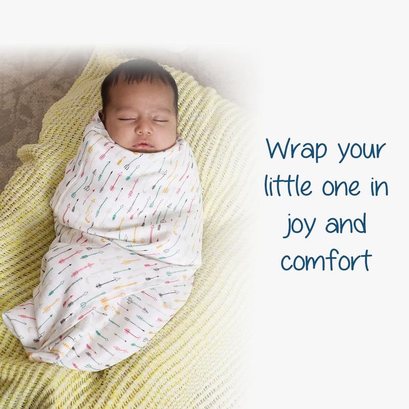 POLKA TOTS Muslin Cotton Swaddles - White - Mini Hearts & Cupid - Pack of 2 Swaddles - Image 2