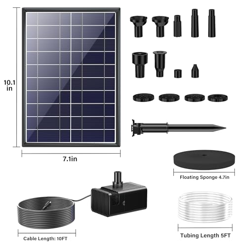 Biling 7.5W Solar Water Pump Outdoor, Solar Pond Pump Solar Fountain with DIY 5ft Tubing for Samll Ponds, Garden Pool and Bird Bath - Image 5