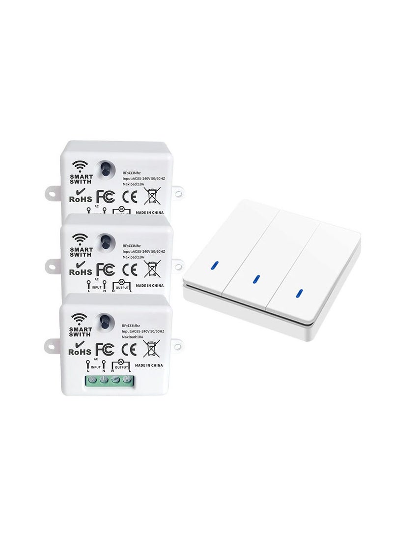 Generic Wireless Light Switch 433Mhz Mini Remote Control,85-250V 10A Smart Relay Receiver, Wall Switch Panel, Led Lamp Fan ﻿  - Image 1